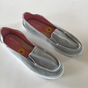 Sperry Top Sider Gray Canvas Slip On Shoes Size 9M